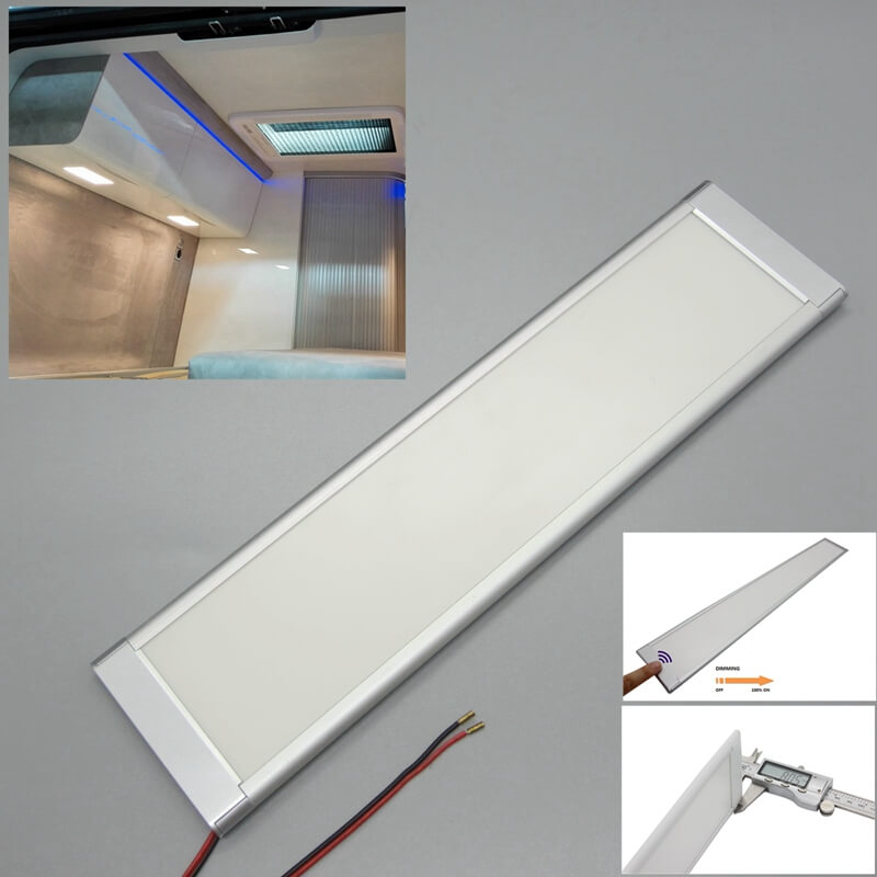 lighteu Warm White/Blue Building LED Ceiling Light with Touch Switch and Touch Dimmer Caravan Motorhome 12x12x1cm panel light 12 V 7 W Two Colour 