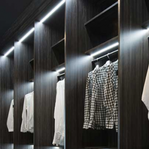 What are some common types of lighting fixtures used in closets?