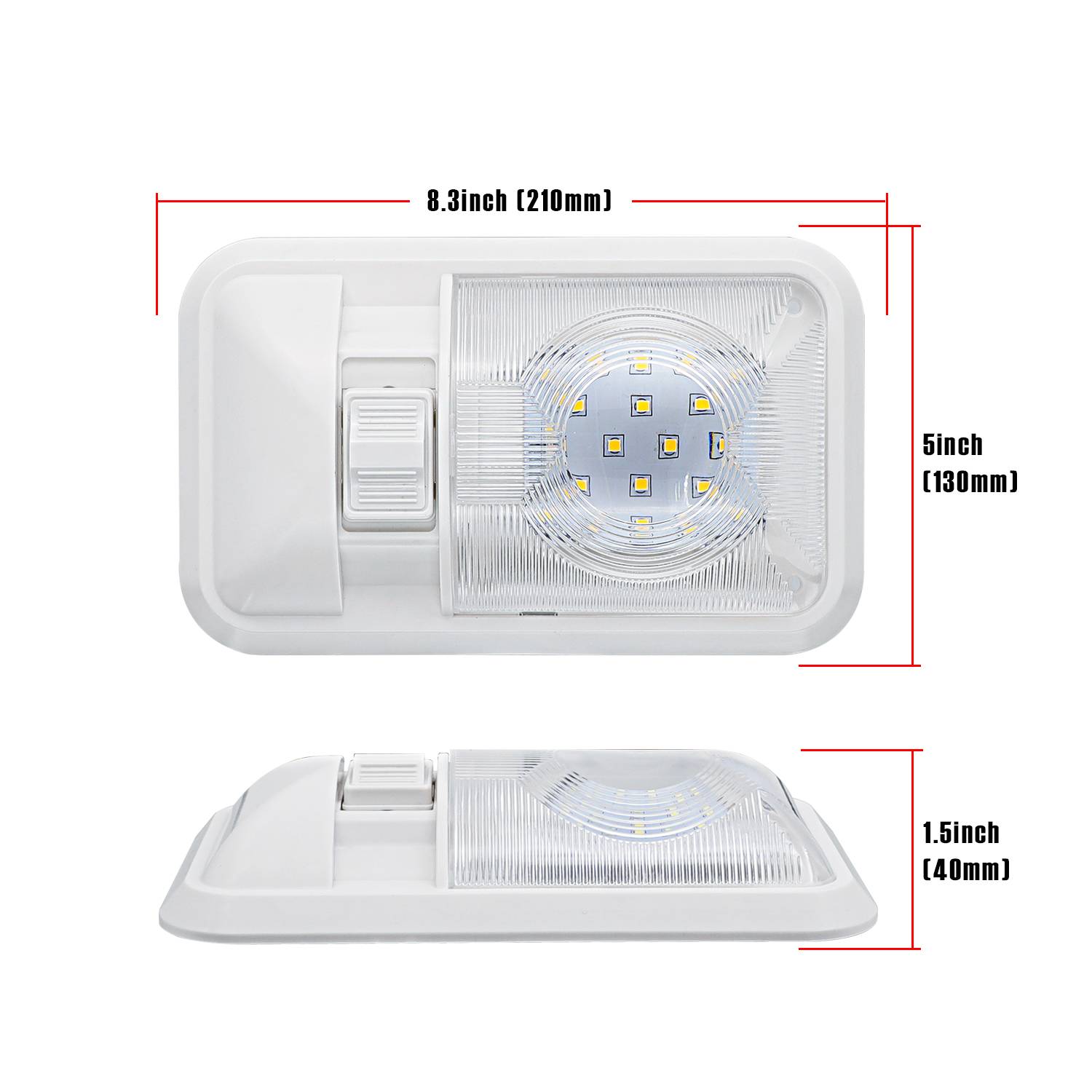 12V Led RV Ceiling Dome Light RV Interior Lighting for Trailer Camper with on off Switch 