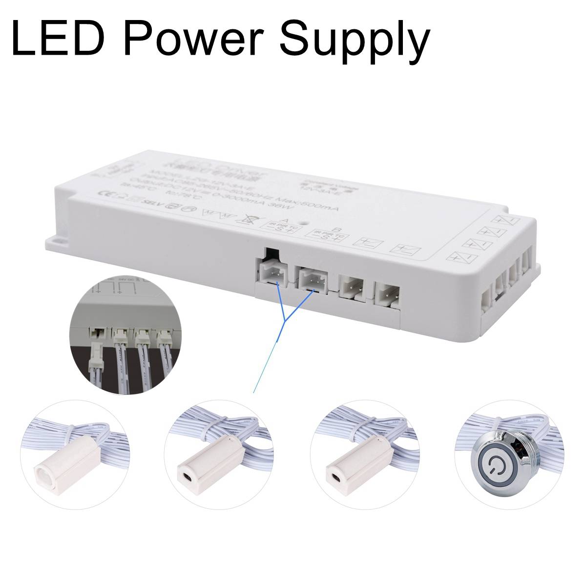 AC 85-265V DC12V Power Adapter Cabinet Wardrobe Closet Lighting LED Driver