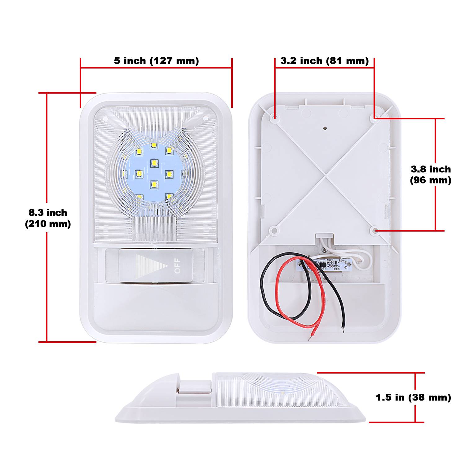 12V Led RV Dimming Ceiling Dome Light Dimming RV Interior Lighting for Trailer Camper with Dimming Switch