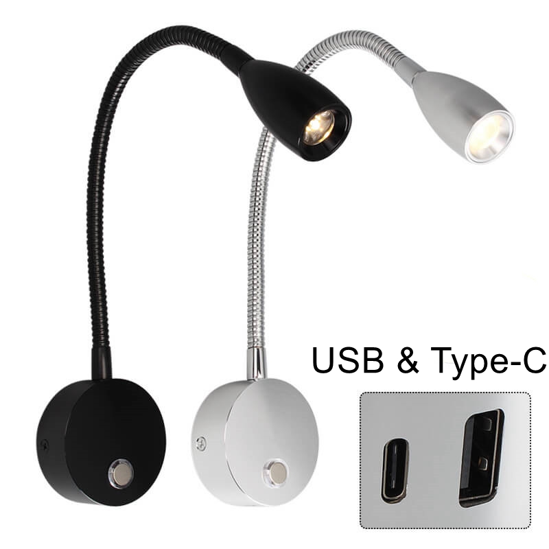Explore RV Reading Lights with USB & Type-C Jack Socket
