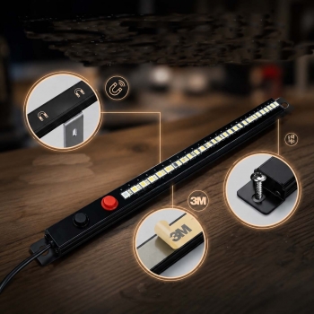 12V LED Camping Light Bar Magnetic Rigid Strip Light Amber Red White Warm Under Cabinet Light with Switch for RV CampeVan
