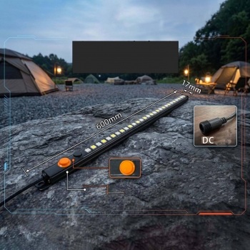 12V LED Camping Light Bar Magnetic Rigid Strip Light Amber Red White Warm Under Cabinet Light with Switch for RV CampeVan